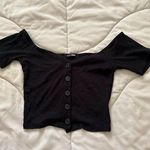 Fashion Nova, S, Black Crop Top